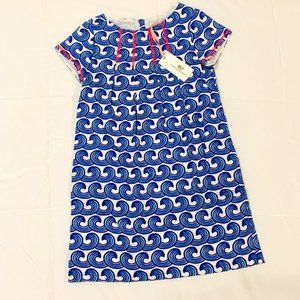 Vinyard Vines Girls Wave Print Pleated Dress